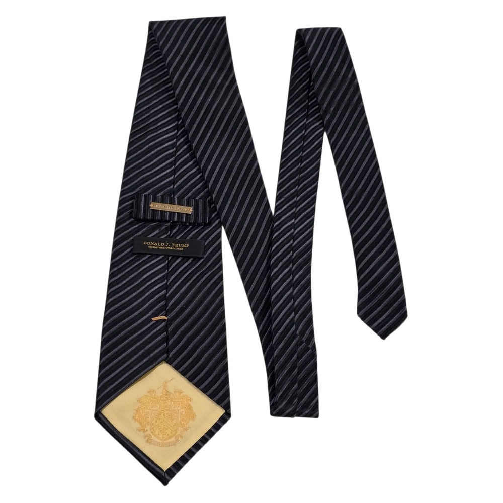 DONALD‎ J. TRUMP Signature Collection Striped Silk Necktie Men's Black Grey
